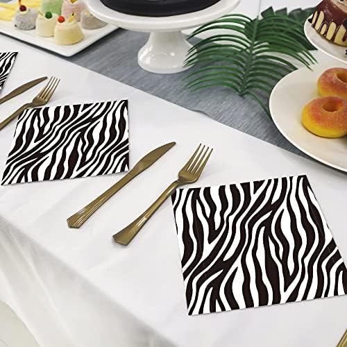 40Pcs Zebra Print Dinner Napkins for Party Supplies