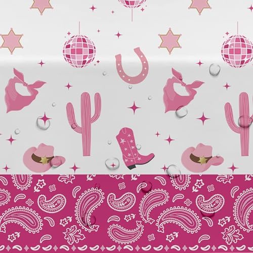 Hot Pink Cowgirl Party Tablecloths 4 Pack 54x108 Inches
