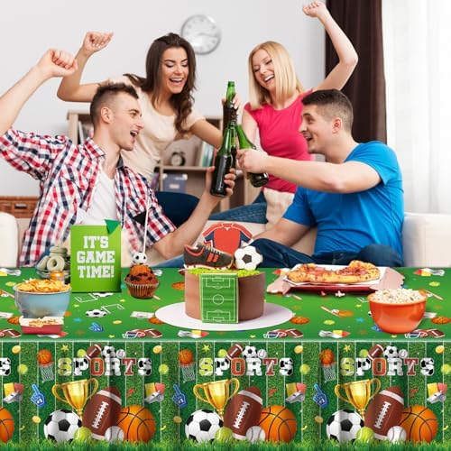 4 Pack Sports Theme Tablecloths for Boys Birthday Party