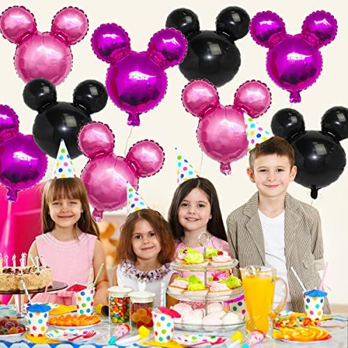 9Pcs Pink Mouse Foil Balloons Cartoon Party Decoration