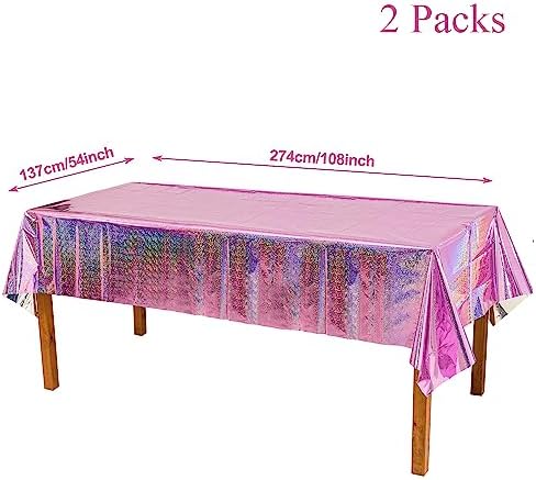 GREATRIL Pink Party Tablecloth 54x108 2 Packs
