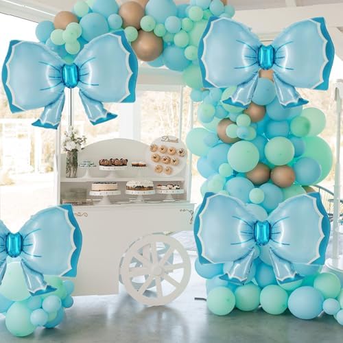 4 Piece Blue Bow Balloon Decorations for Parties