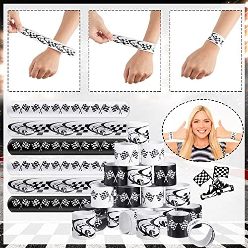 Lewtemi 48 Pcs Race Car Party Favors Slap Bracelets