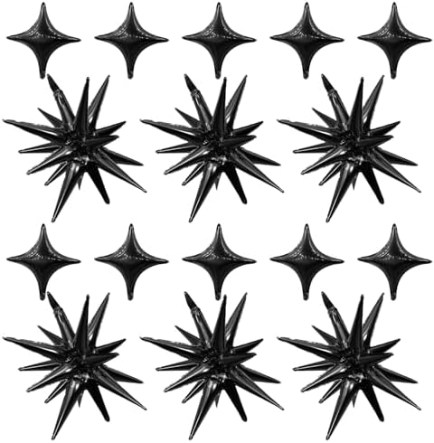 Black Star Balloons Set 6Pcs 22Inch 10Pcs 10Inch