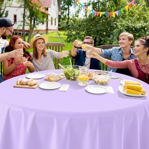 6Pcs Round Pastel Tablecloths Rainbow Mix 84 Inch