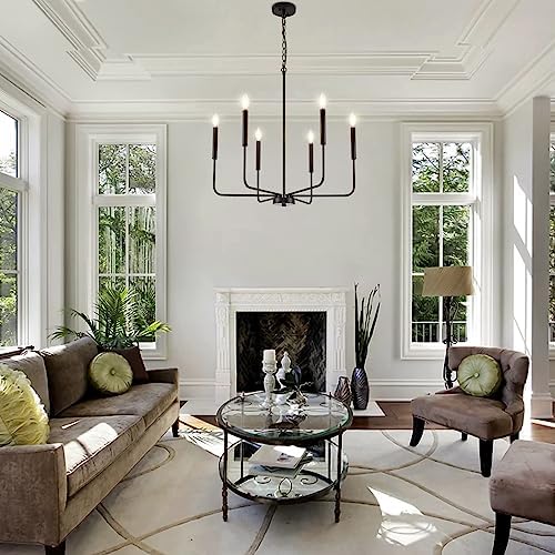 Modern Black Chandelier for Dining Room with 6 Lights