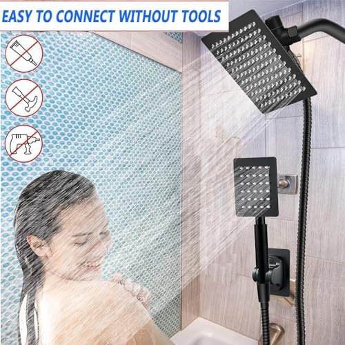 Black Shower Head and Handle Set All Metal