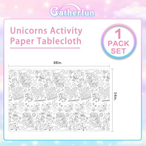 Gatherfun Magical Unicorn Tablecloth for Birthday Parties
