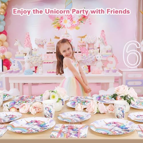 175Pcs Unicorn Birthday Decorations Plates Set