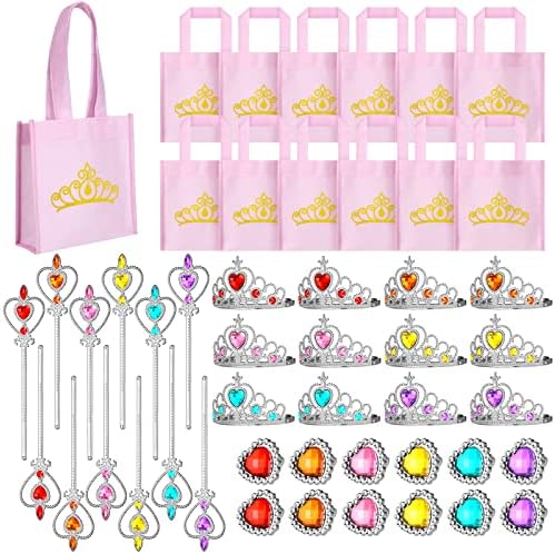 Yinder Princess Party Favor Set with Crown Tiara Wands and Bags