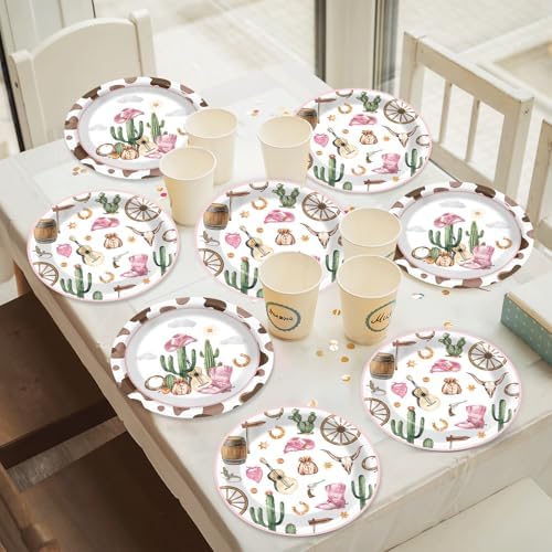 50pcs Western Cowgirl Party Paper Plates with Wild West Designs