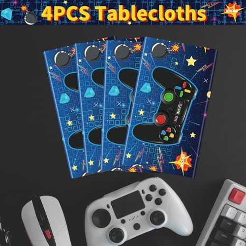 4 Pack Video Game Tablecloths for Birthday Parties