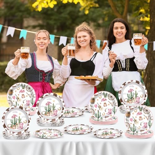 50pcs Western Cowgirl Party Paper Plates with Wild West Designs