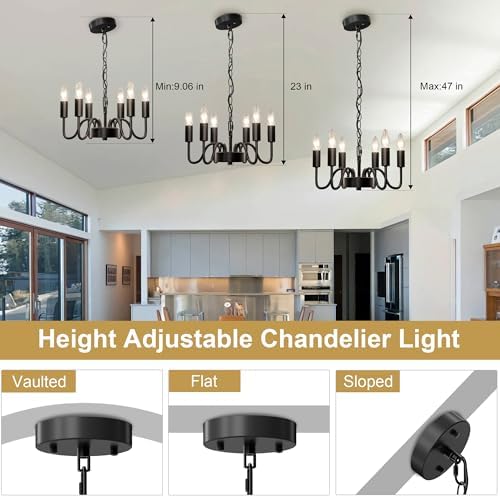 Hansang Black Chandelier with Adjustable Rope