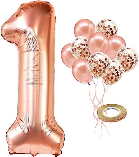 KatchOn Rose Gold 1 Balloon Banner Pack of 12