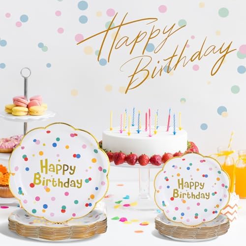 Yungyan 60 Pcs 2 Sizes Happy Birthday Plates