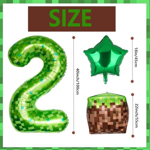 40 Inch Pixel Number 2 Foil Balloon Set of 5