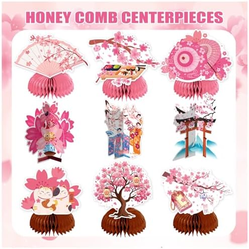 Cherry Blossom Honeycomb Centerpieces 9PCS for Party Decorations