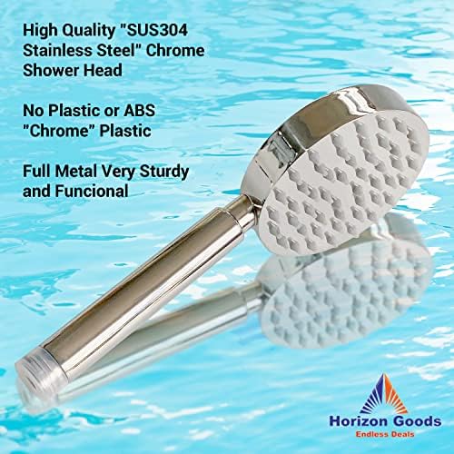 All Metal Shower Head with 6 Ft Hose and Adjustable Bracket