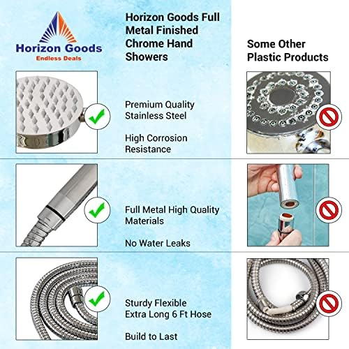 All Metal Shower Head with 6 Ft Hose and Adjustable Bracket
