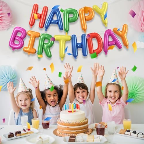 Rainbow Balloons Kit with Birthday Banner Set