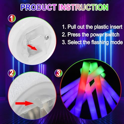 Taotuo 58PCS Foam Glow Sticks Bulk for Parties