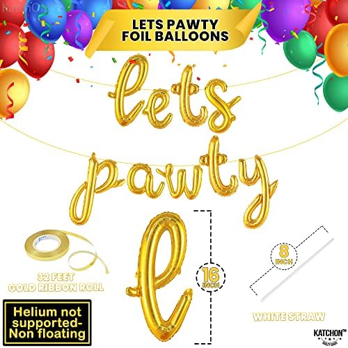 KatchOn Lets Pawty Gold Balloons 16 Inch Party Decorations