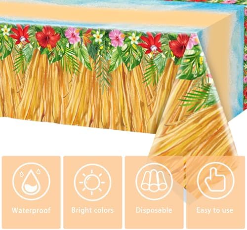 2Pcs Summer Ocean Beach Tablecloths 86x51in Hawaii Luau Decor
