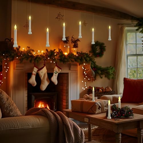 Homemory 12 Pcs Floating Flameless Candles with Wand Remote