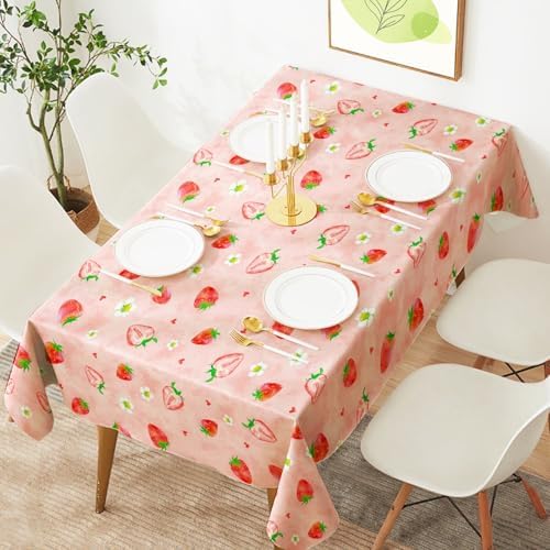 4 Pcs Strawberry Tablecloth Party Decor 86x51 Inch