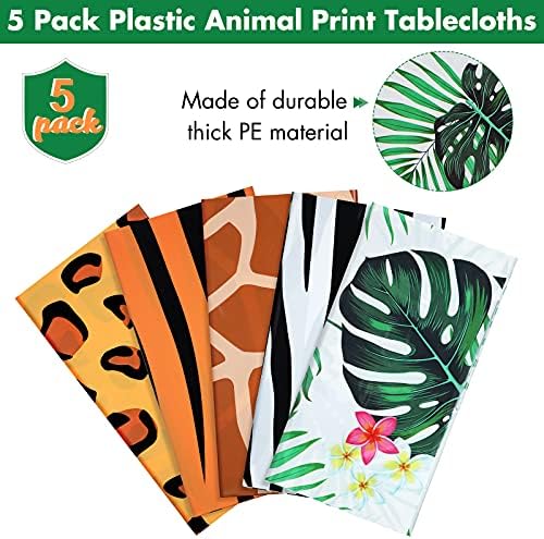 Tatuo 5pcs Jungle Animal Theme Tablecloths Set