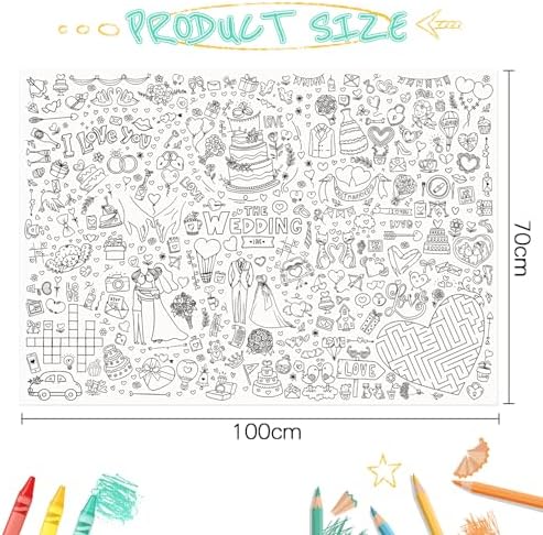 GWHOLE Large Wedding Themed Coloring Tablecloth 40x28 Inch