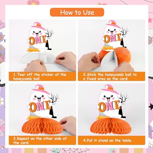 Cheereveal 8Pcs Halloween Birthday Honeycomb Centerpieces for Girls