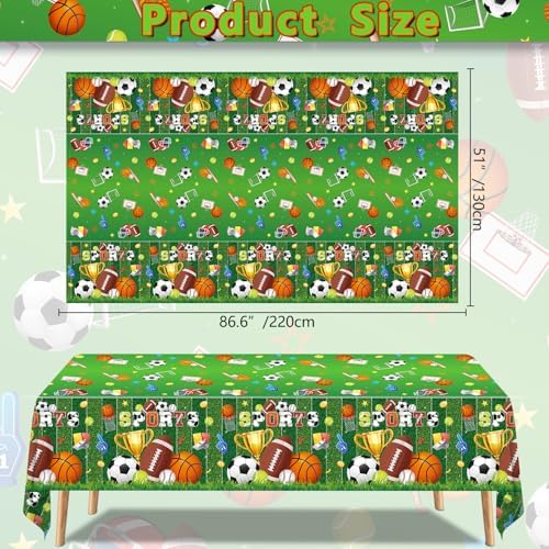4 Pack Sports Theme Tablecloths for Boys Birthday Party