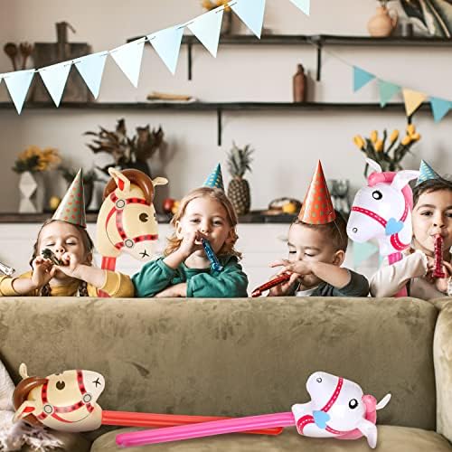 12pcs Inflatable Stick Horse Red Pink
