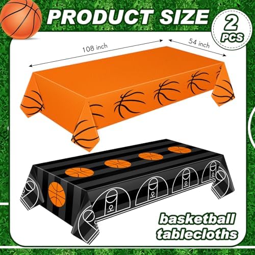 Mixweer 2 Pcs Basketball Plastic Tablecloth 54x108 Inch