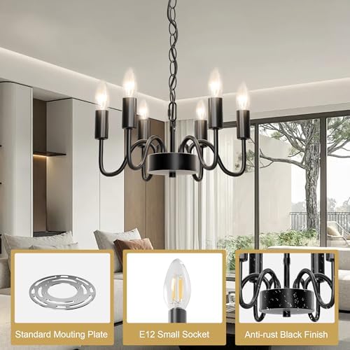 Hansang Black Chandelier with Adjustable Rope