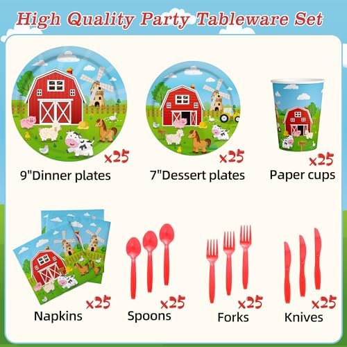 150 Pcs Farm Animal Birthday Party Decorations Set