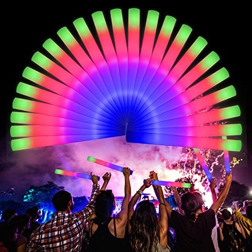 LifBetter 58Pcs Foam Glow Sticks with 3 Modes