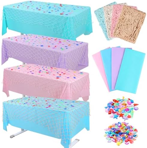 8 Pcs Fish Net and Tablecloth Set for Ocean Themed Parties