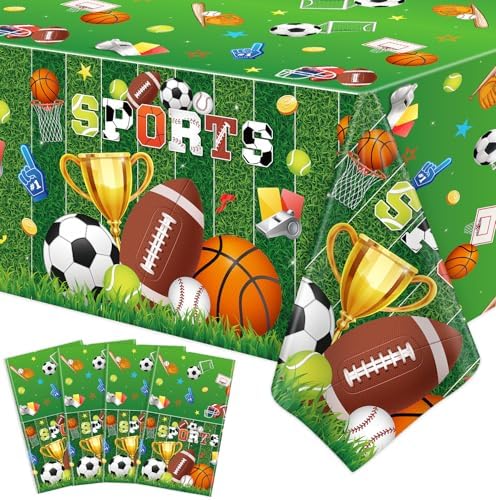 4 Pack Sports Theme Tablecloths for Boys Birthday Party