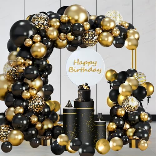 Birthday Party Black Gold Balloon Arch Kit for Celebrations