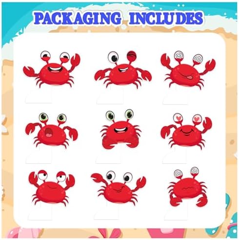 9 Pcs Crab Honeycomb Centerpieces for Crab Themed Parties