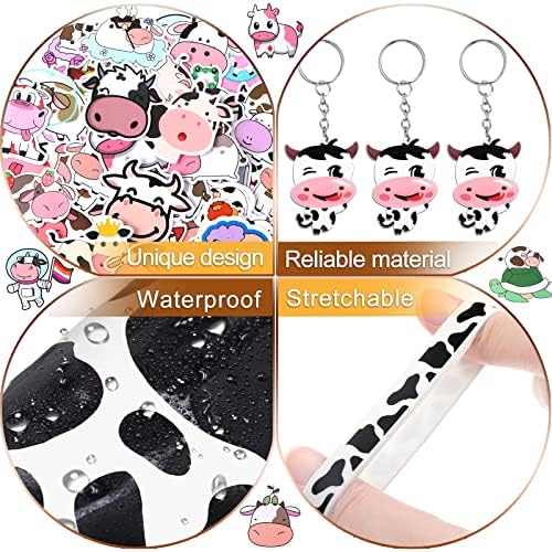 Chunful 148 Pcs Cow Party Favors with Keychains and Stickers