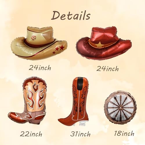 Cowboy Hat Boots Balloons Decor Kit for Birthday Parties