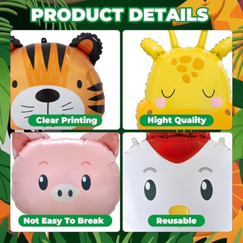 10pcs Farm Animal Balloons for Kids Party Decor