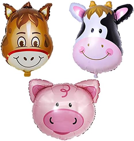Farm Animal Balloons Pig Cow Horse Donkey 3PCS
