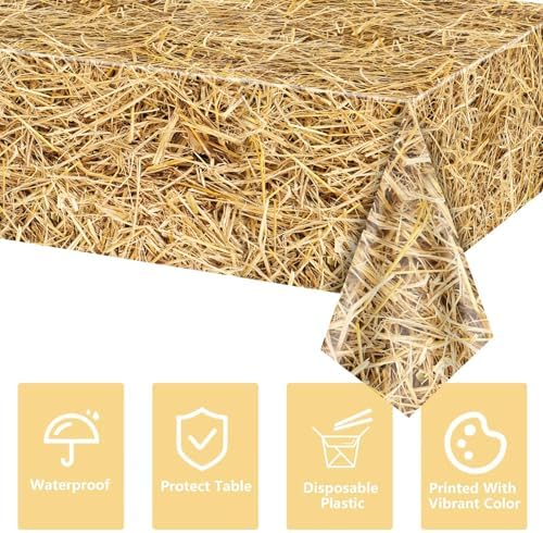 4Pcs Straw Tablecovers Western Farm Theme Party Decorations