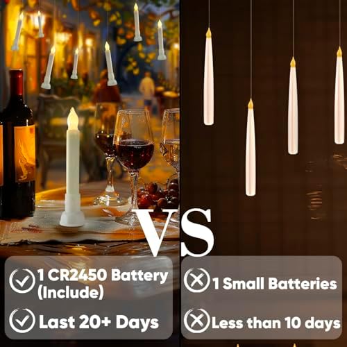 Homemory 12 Pcs Floating Flameless Candles with Wand Remote