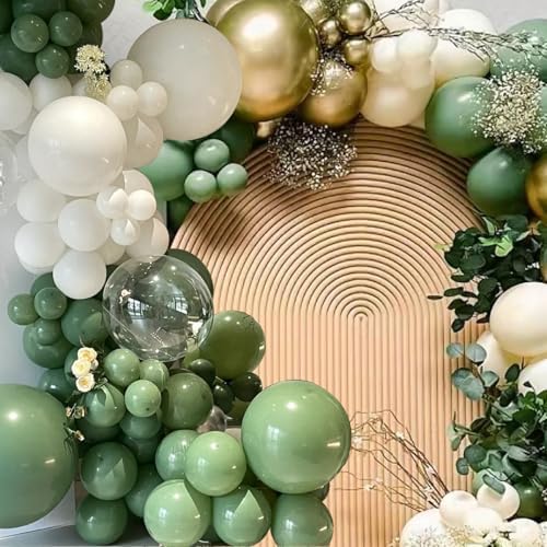 Green White Gold Balloon Arch Kit for Weddings and Events